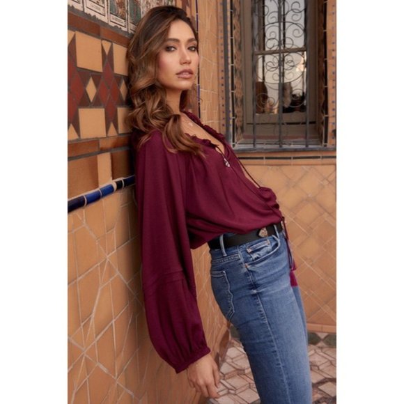 LAST ONE - WINE DOWN LONG SLEEVE BODYSUIT - Picture 3 of 7